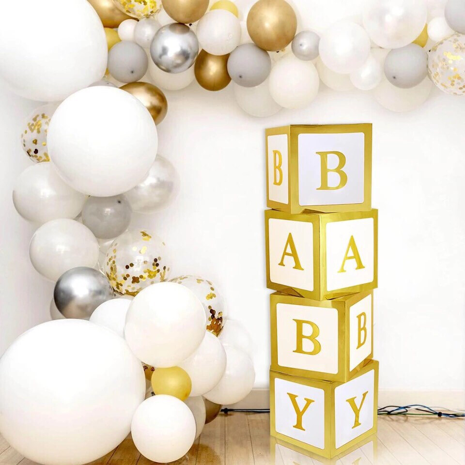 Gold Baby Shower Paperboard Box Baby Shower Boy Girl BabyShower First Birthday Party Decorations Baby Shower Decor Party Favors