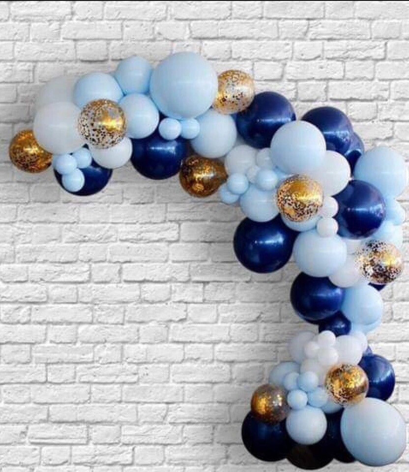 151pcs/Set DIY Balloon Garland Blue Macaron White Latex Gold Confetti Navy Blue Mixed Wedding Birthday Baby Shower Party Decor