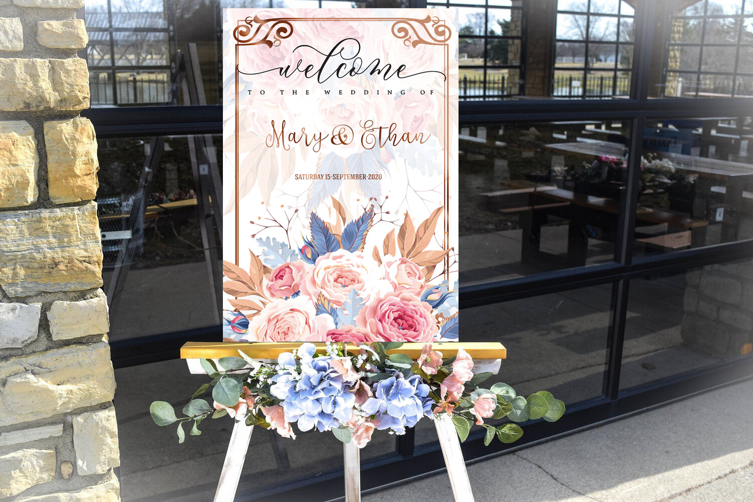 Digital File wedding luxury water floral Wedding welcome sign