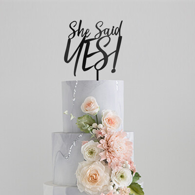 She Said Yes Cake Topper, Bridal Shower, Engagement Party Decoration