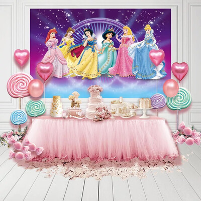 Tangled Jasmine Ariel Princess Family Castle Photo Backdrop Kids Birthday Custom Photo Studio Backdrop Background