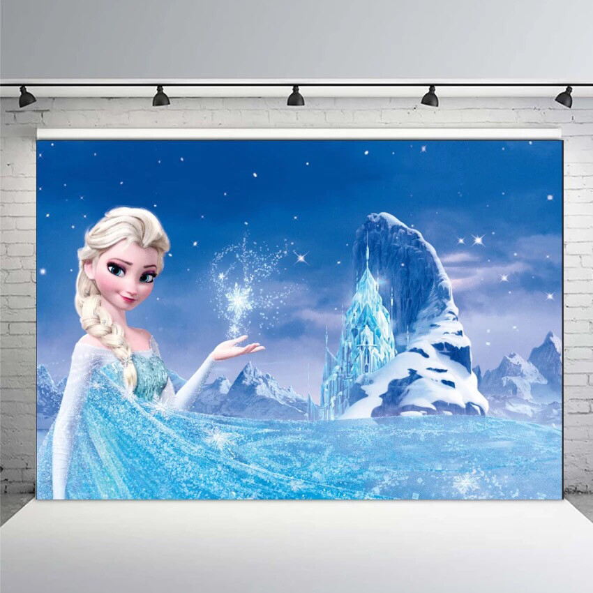 Photography Backdrop Frozen Queen Elsa Castle Palace Snowy Mountain Birthday Party Backgrounds for Photo Studio Photo Background