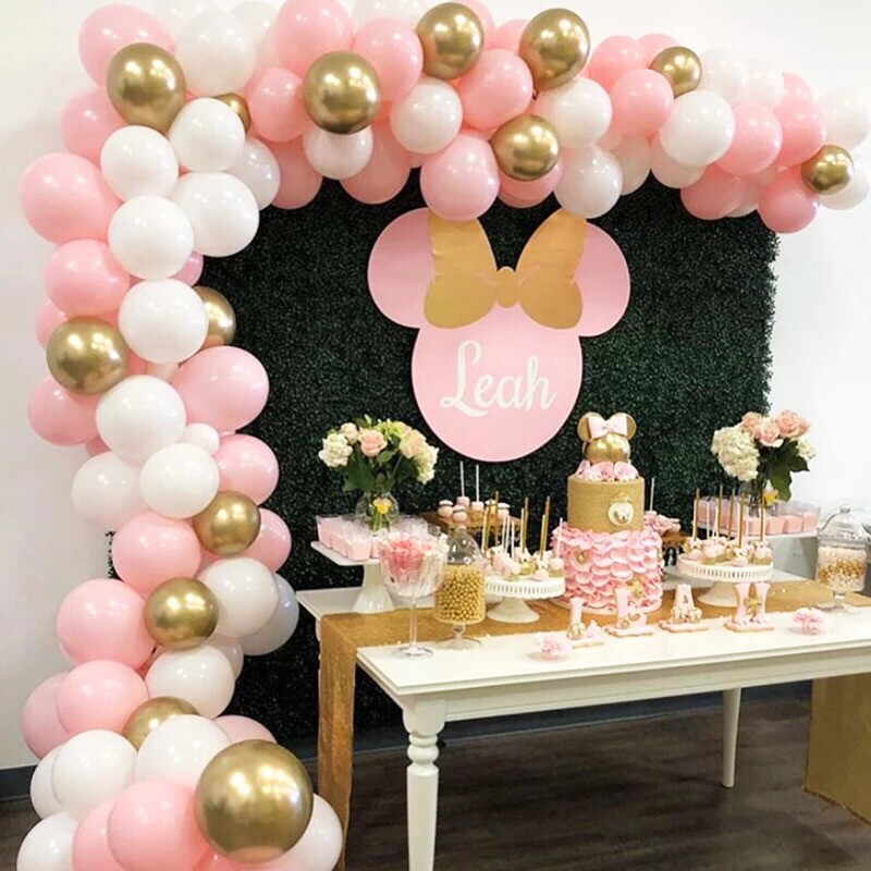 Balloon Garland Arch Pink White Gold Latex air Balloons Pack for baby shower birthday party decor
