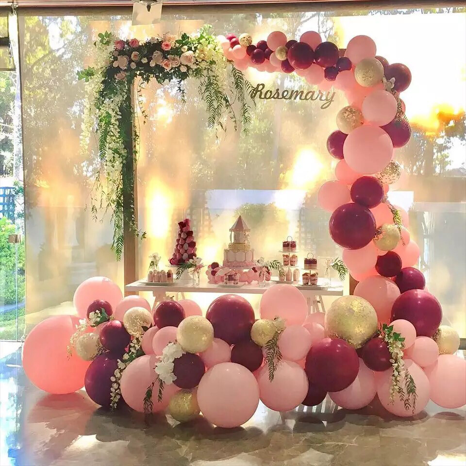 Baby Pink Gold Confetti,  Burgundy Gold ballon anniversaire Wedding Decorations