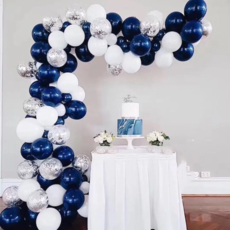 matte navy blue White Confetti Balloons for Parties,Wedding Birthday Balloons Decorations, Baby Shower