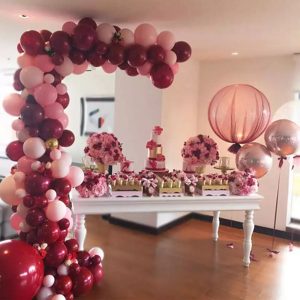 Baby Pink Gold Confetti, Burgundy Gold ballon anniversaire Wedding Decorations