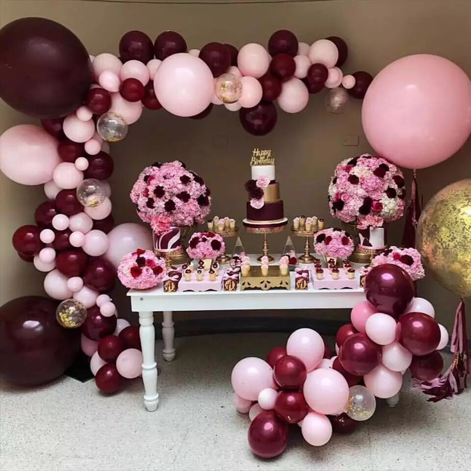 Baby Pink Gold Confetti,  Burgundy Gold ballon anniversaire Wedding Decorations