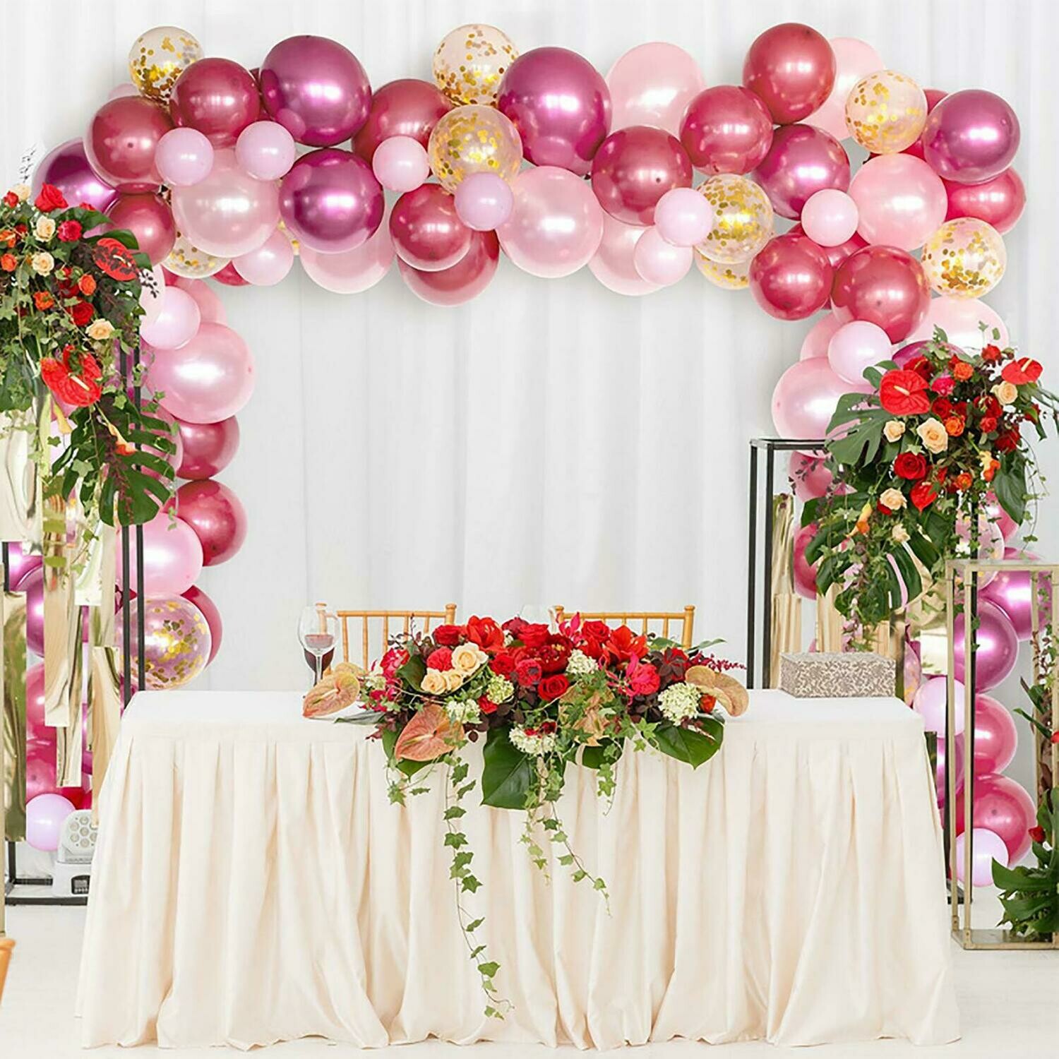 Macaron Pink Red Gold Pastel Latex Balloons arch Kit ,Craft Supplies & Party ,Wedding Balloon,Party Balloon Decoration,Craft Supplies