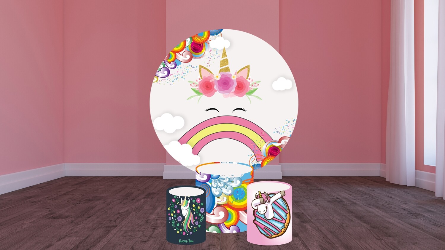 Unicorn round backdrop and cylinder covers