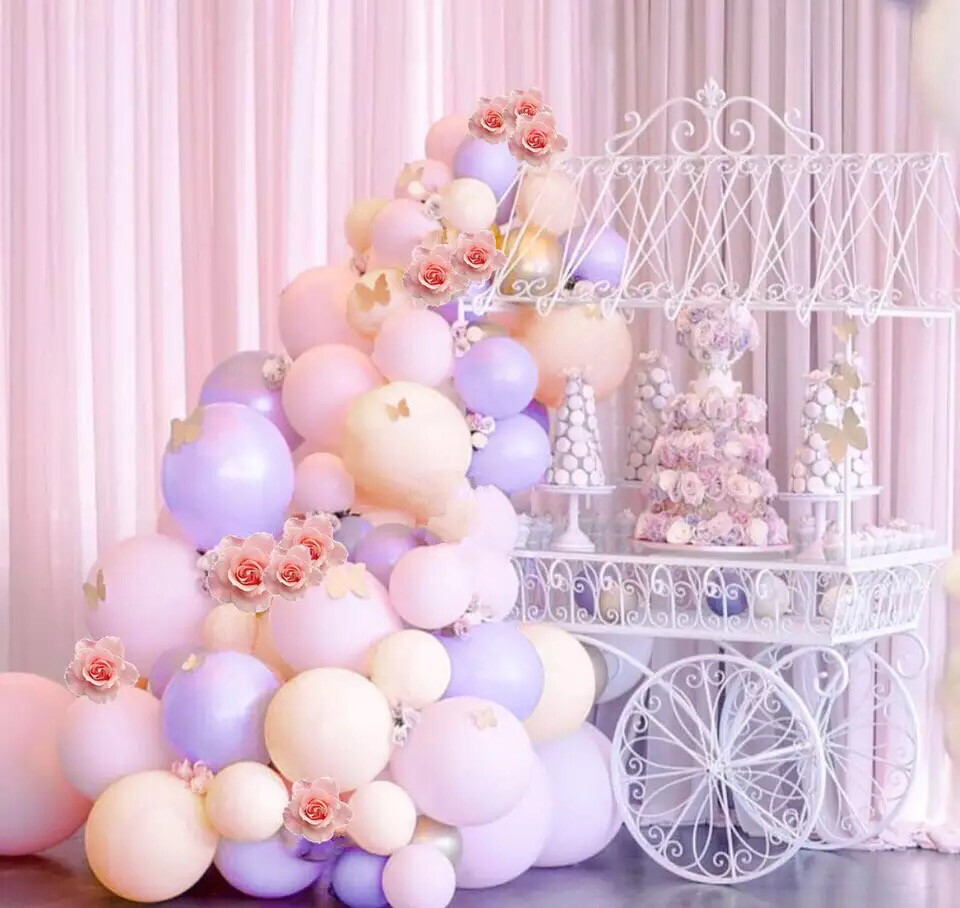 106pcs Pastel Balloons Arch KIT Pink and Purple Gold Confetti Balloons