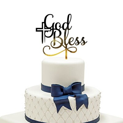 Personalised God Bless Cake Topper,Christening Communion cake topper