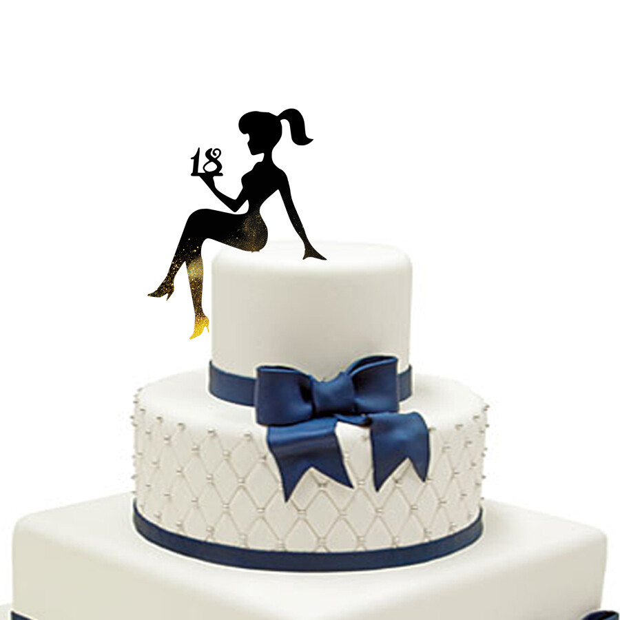 A girl sitting on a cake Cake Topper