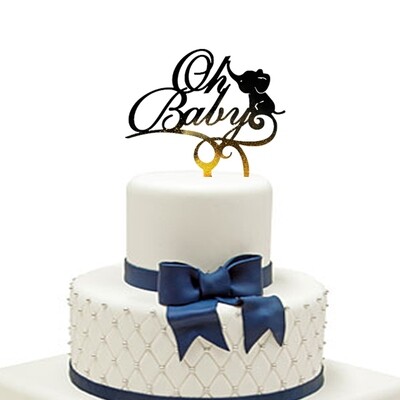 Oh baby with elephant Cake Topper