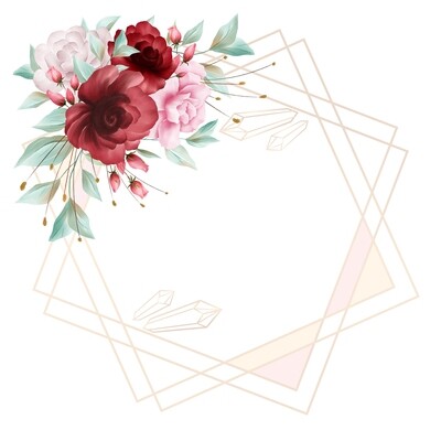 Flowers Border Decoration For Wedding Or Greeting Card Composition