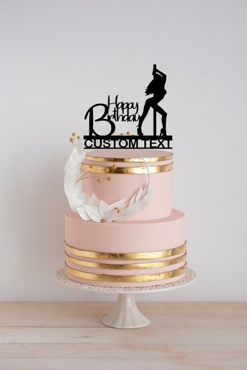 Happy Birthday Sexy Pole Dance Girl Party Wedding Birthday Acrylic Cake Topper