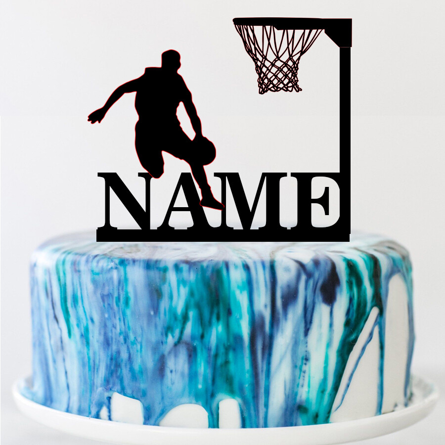 Custom Basketball Theme Name Acrylic Birthday Cake Topper Sports Style Personalized  Name Party Cake Toppers Decoration