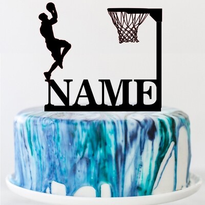 A digital file basketball Theme Name Acrylic Birthday Cake Topper Sports Style Personalized Party Cake Toppers Decoration