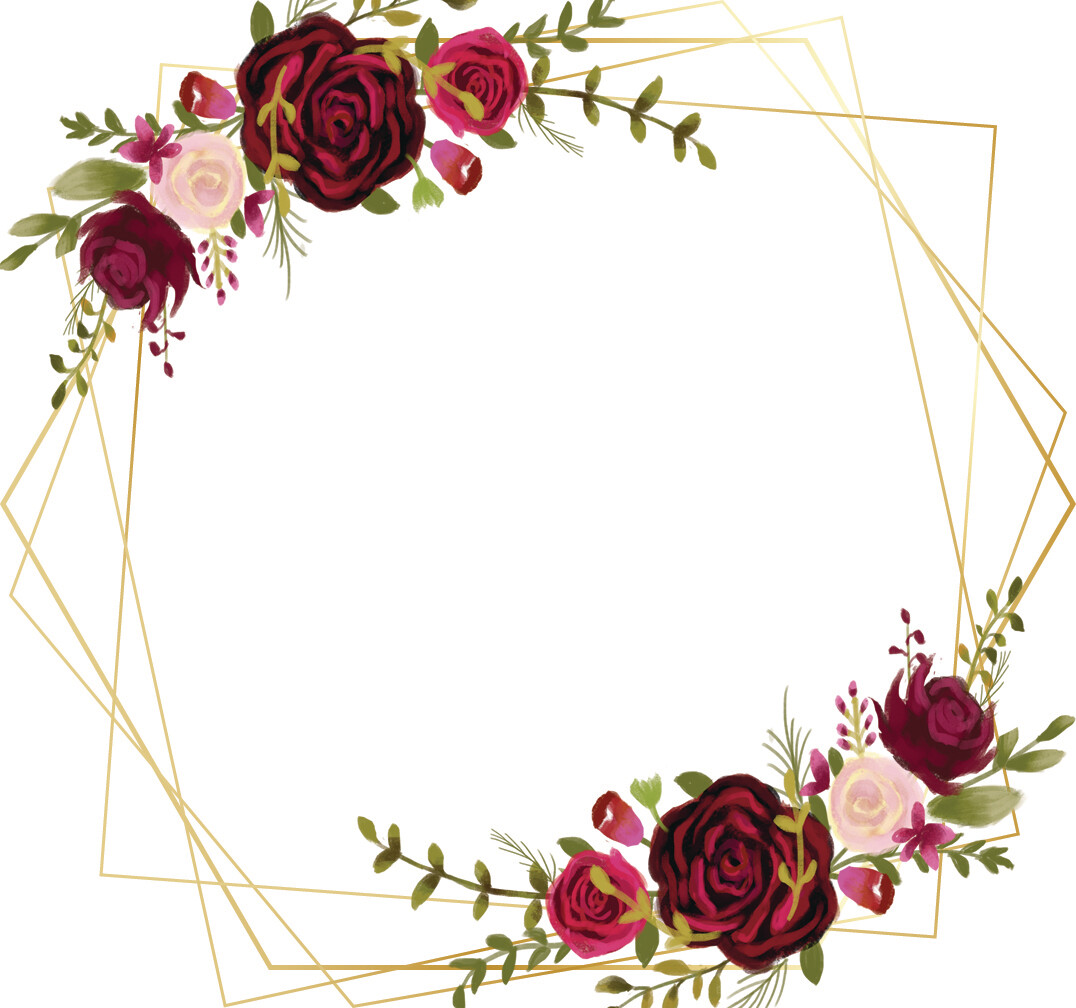 Dark Red Romantic Burgundy Flower Cluster Illustration Elements