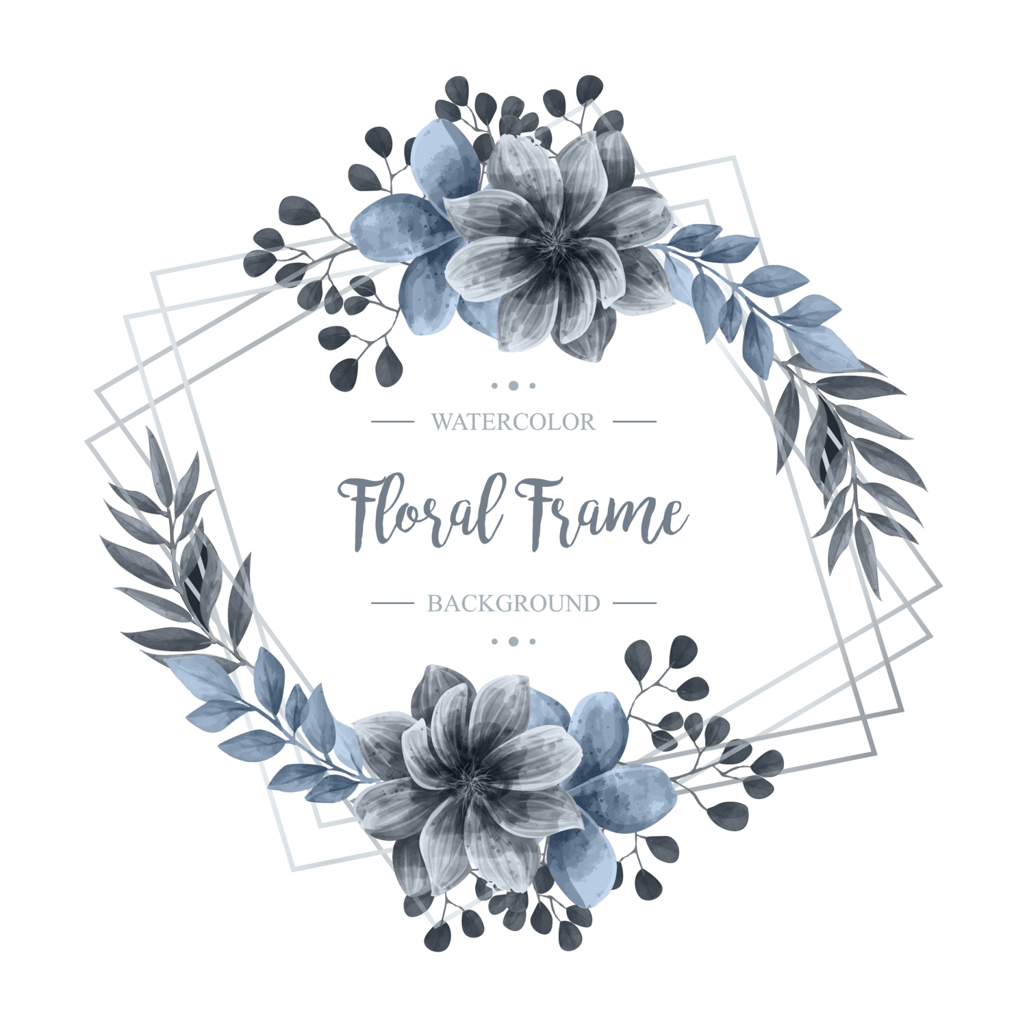 Wedding Watercolor Floral Flower Silver Frame