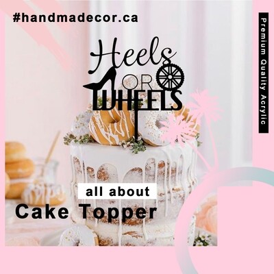 Gender Reveal Cake Topper - Heels or Wheels Cake Topper
