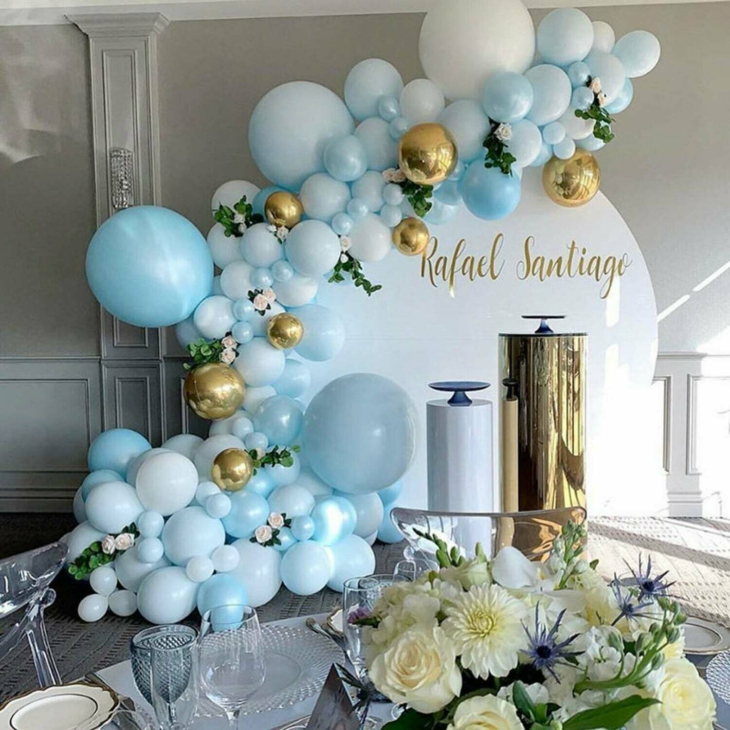 131 pcs DIY Pearly Light Balloons Garland Kit White Maca Blue Balloon Arch 4D Gold Globos For Birthday Wedding Baby Shower Party Decorations