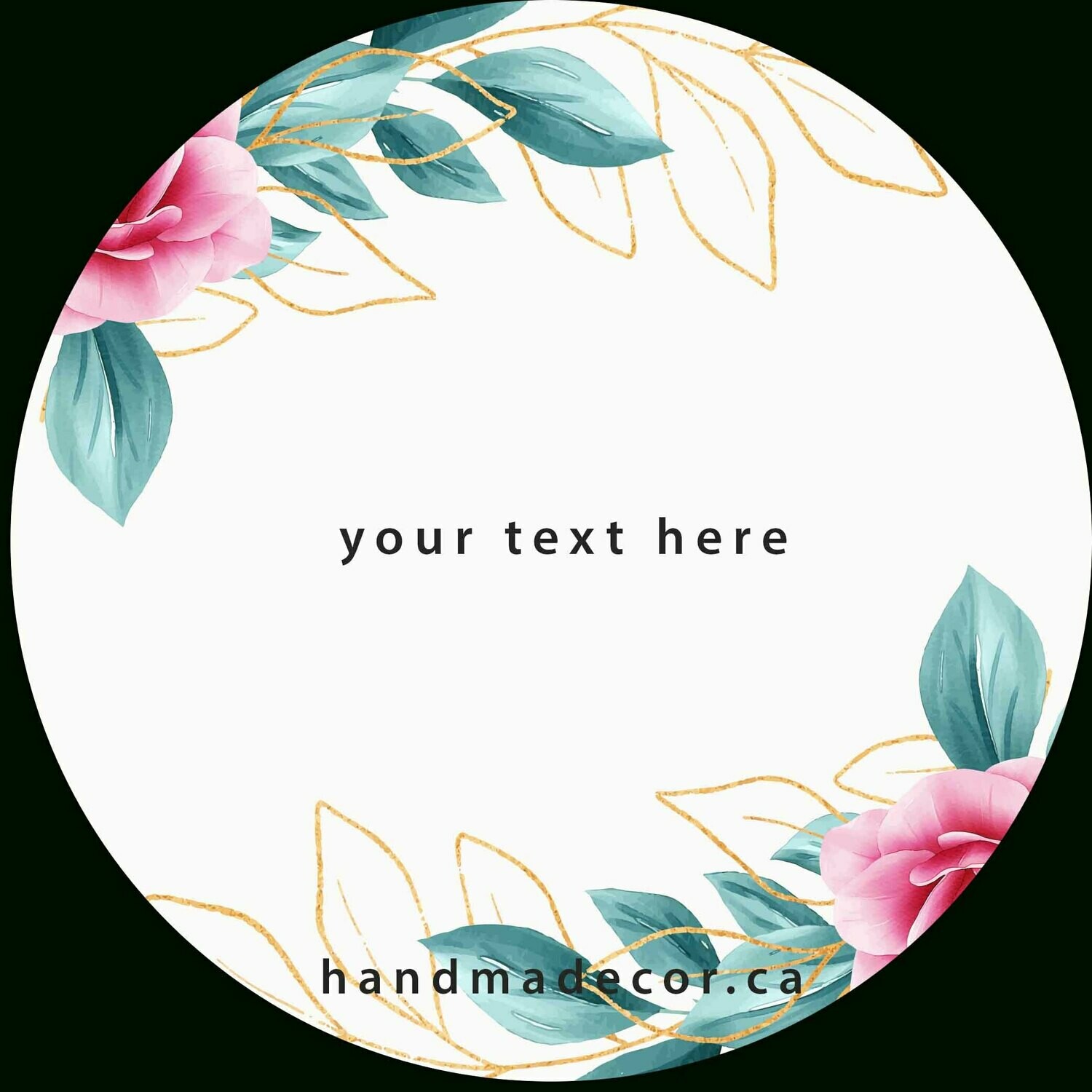 Thank You Stickers, Happy Mail Labels, Packaging Stickers-Floral Frame With Watercolor Flowers Border And Outlined Leaves