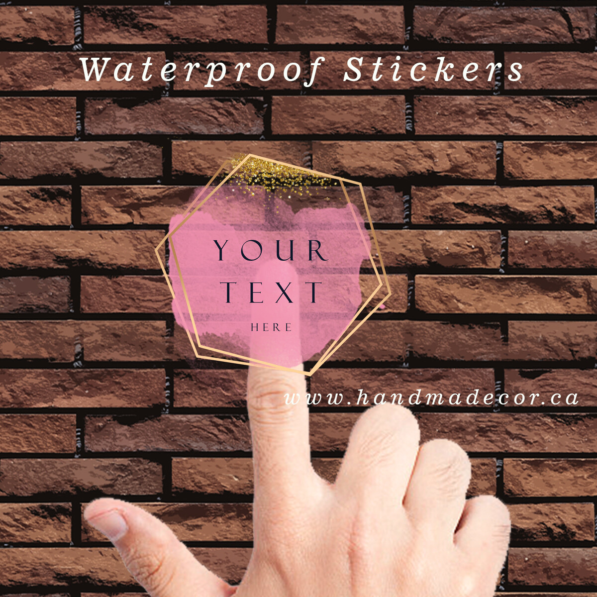 Thank You Stickers, Happy Mail Labels, Packaging Stickers, Favor Stickers - Wedding Favours, Party Favours-Elegant Pink Watercolor Golden Geometric Border Elements