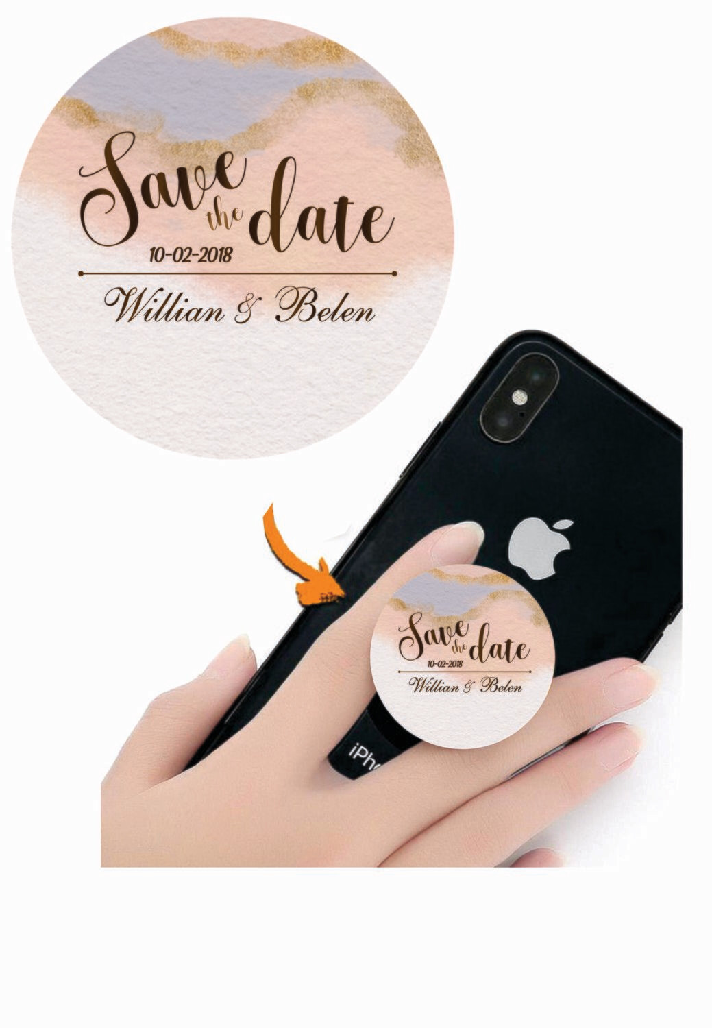 Phone Grips - PopSocket Custom - Personalized PopSocket- customized popsocket - PopSocket custom - wedding gift popsocket - Gold Foil Watercolor Bloom Gradient