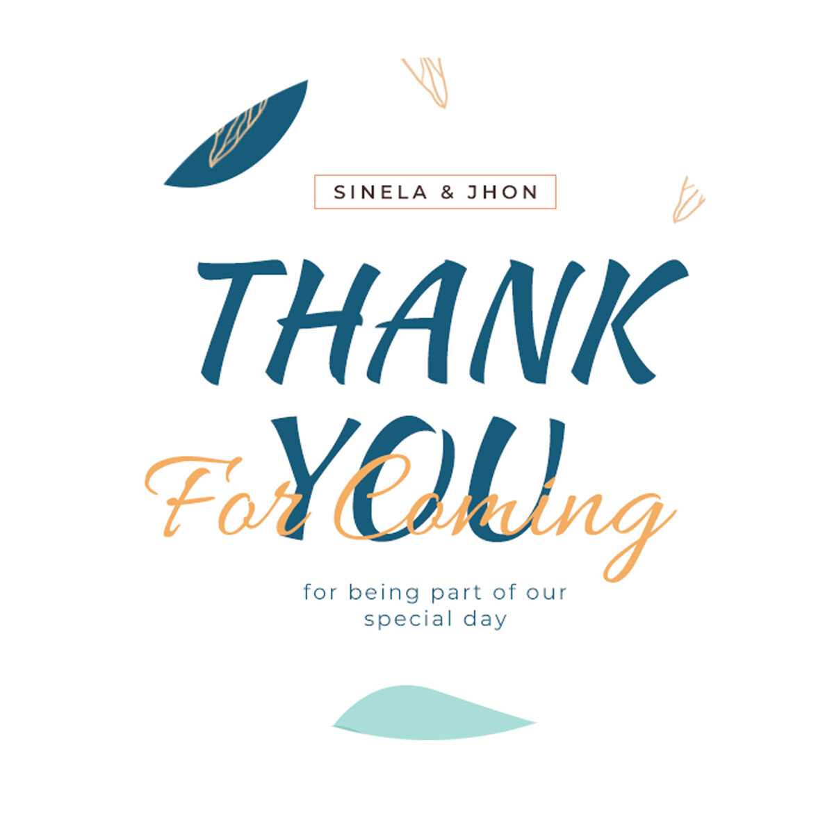 Thank You Stickers, Happy Mail Labels, Packaging Stickers-Blue Wedding Thank You Card