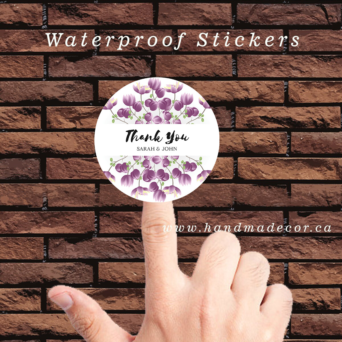 Digitall Thank You Stickers, Happy Mail Labels, Packaging Stickers-Thank You Card Template With Purple Flower Bouquet Premium Template