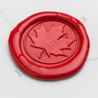 self adhesive Maple Leaf Wax Seal Stamp - Handmade Wax Seals (Peel n Stick Self-Adhesive Backing)