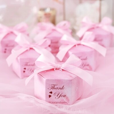 Pink Starry Sky Hexagon Candy Boxes Wedding Baby Shower Gift Boxes Thank You Chocolate Boxes Christmas Party Decoraions