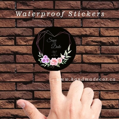 Thank You Stickers, Happy Mail Labels, Packaging Stickers-Blue Wedding Thank You Card-Watercolor Floral With Heart Shaped Geometric Hand Drawing Peony And Geranium Flowers Save The Date Multipurpose C