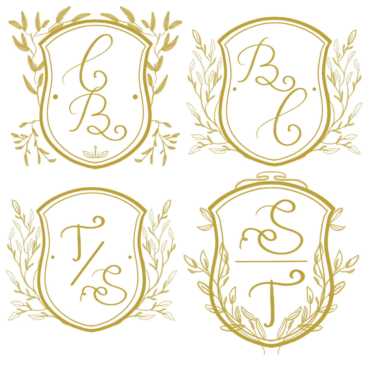 monograms wedding set shield