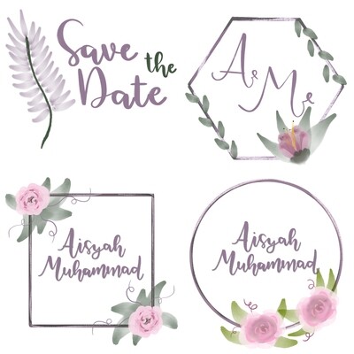 Digital file- Wedding Monograms Set Purple