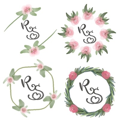 Digital file- wedding monograms flower wreath