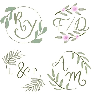 Digital file- monograms wedding set lettering