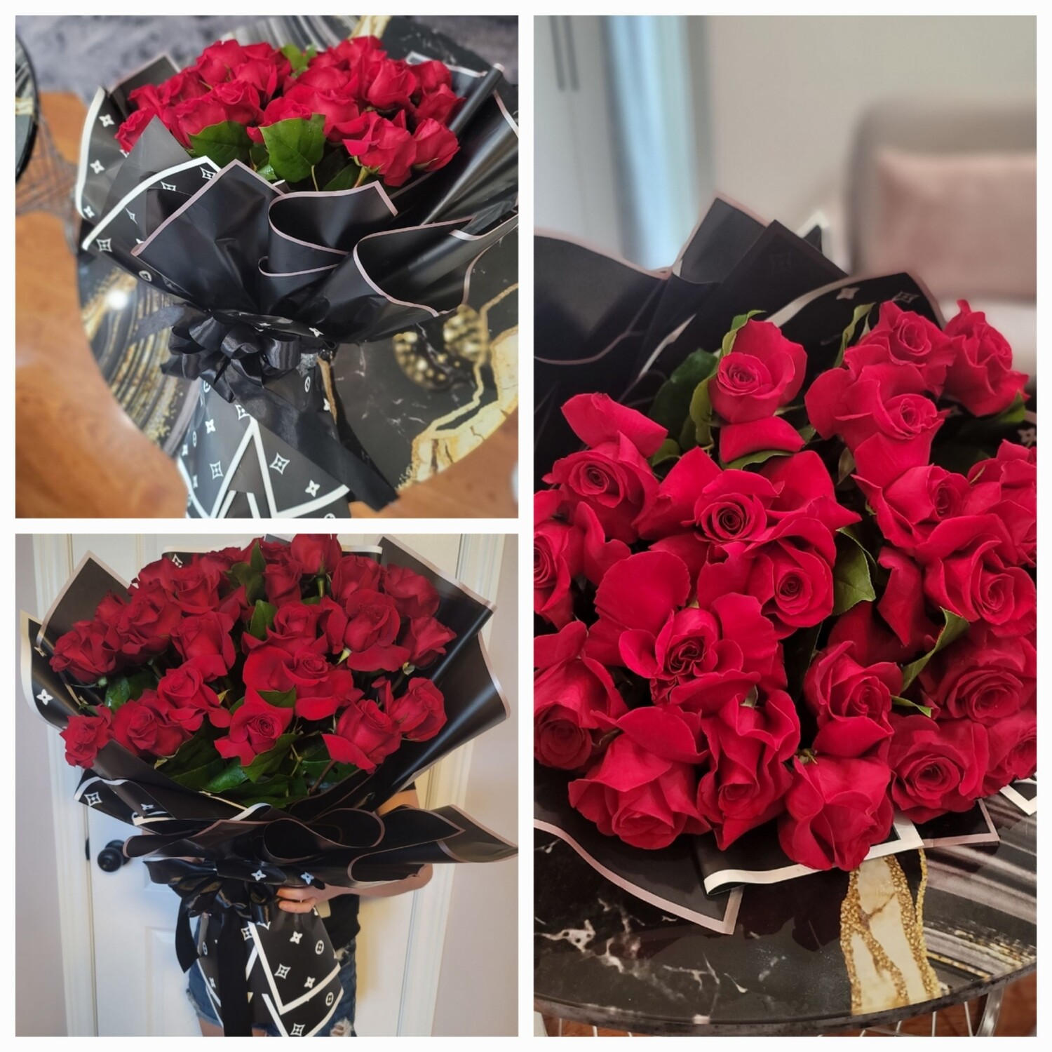 2 dozens of red roses Flower bouquet arrangement FB022