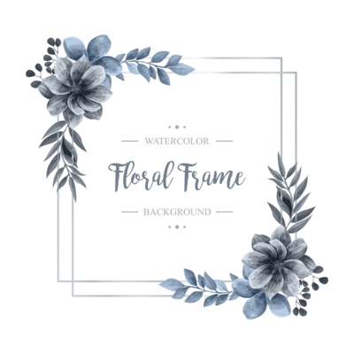 Wedding Watercolor Floral Flower Silver Frame