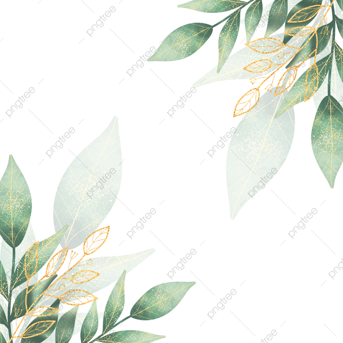 Green gold leaves background wedding 