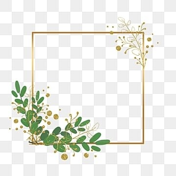 square plant leaf gold foil decorative border PNG