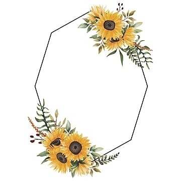 Wedding Frame With Watercolor Sunflower Bouquet Vector Hd PNG Images