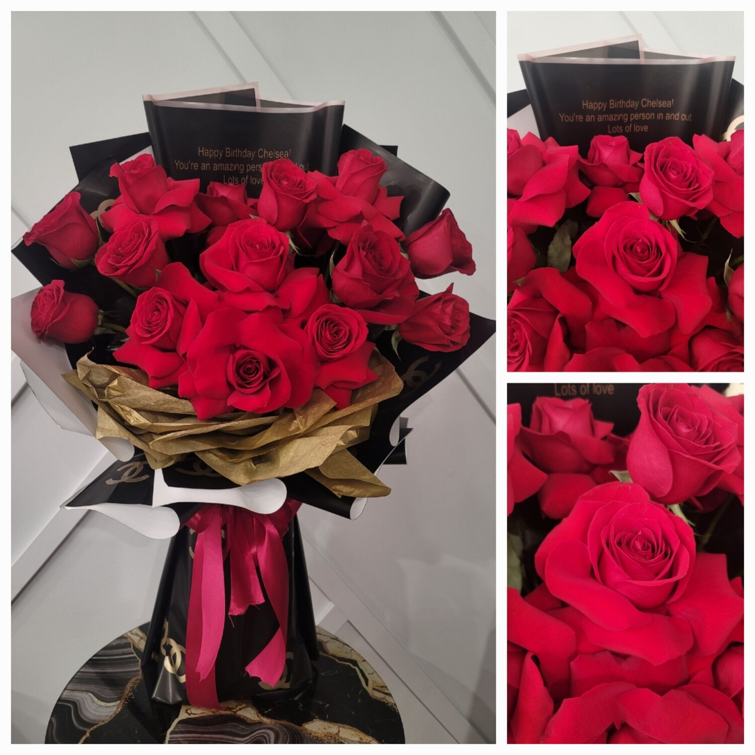 15 Red roses Flower bouquet arrangement FB030