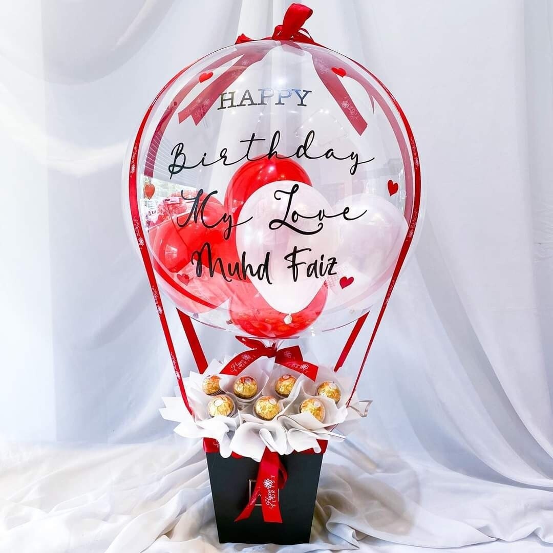 Hot Air balloons with fresh flowers HAB027 ( Ferrero chocolates)