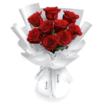 9 red roses - Flower bouquet arrangement FB018