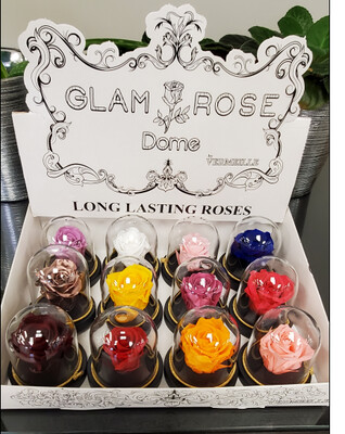 Preserved roses in a glass dome 