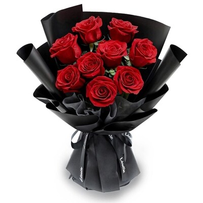 Valentine 9 red roses - Flower bouquet arrangement FB017