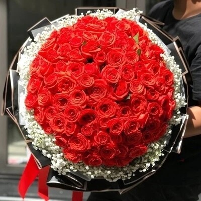 valentine 99 Roses Flower bouquet arrangement FB009