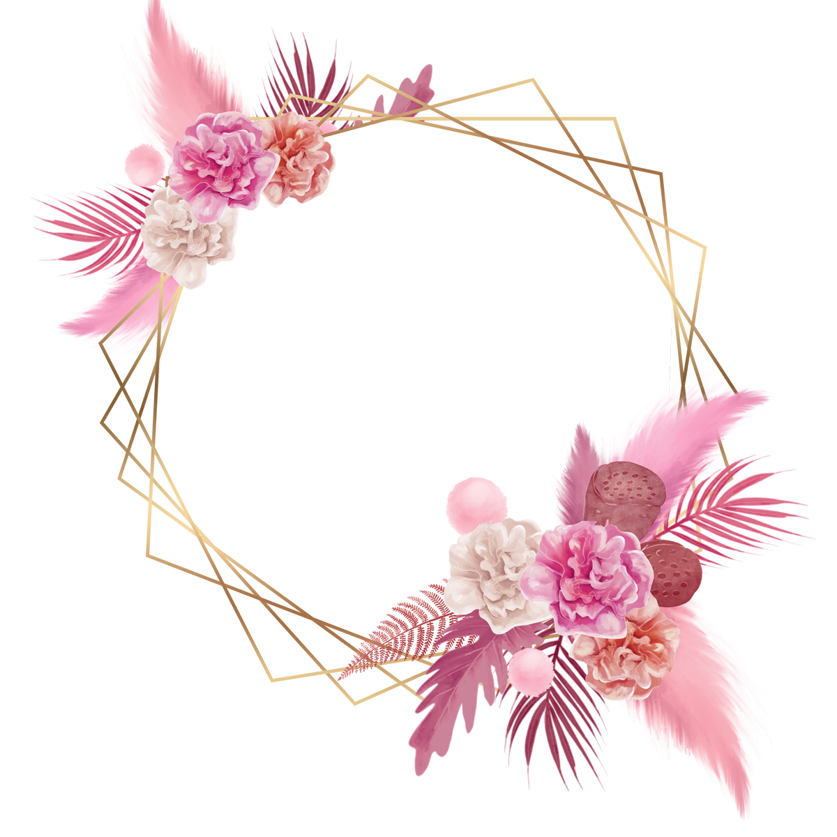 Beautiful Watercolor Flower Frame For Wedding Cards Free PNG and PSD