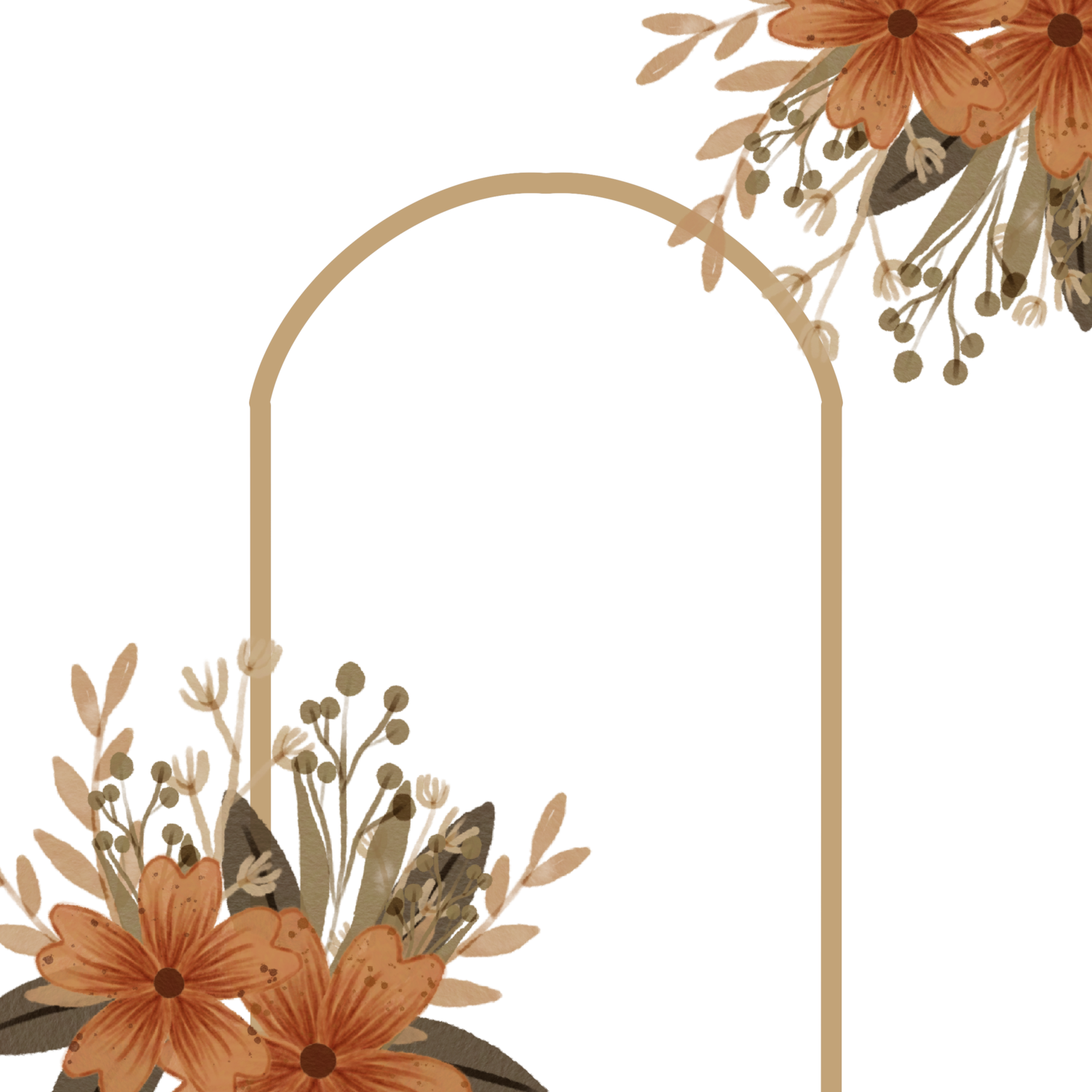 Wedding Dried Flowers Frame PNG Image